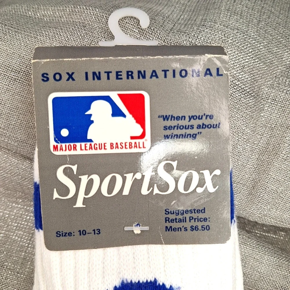Vintage MLB Chicago Cubs Tube Socks 10-13 White NOS 80s 90s Stripe Logo SportSox